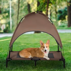 48" x 36" Elevated Portable Dog Cot Cooling Pet Bed with UV Protection Canopy Shade (Option: Coffee-760x200x100 mm)